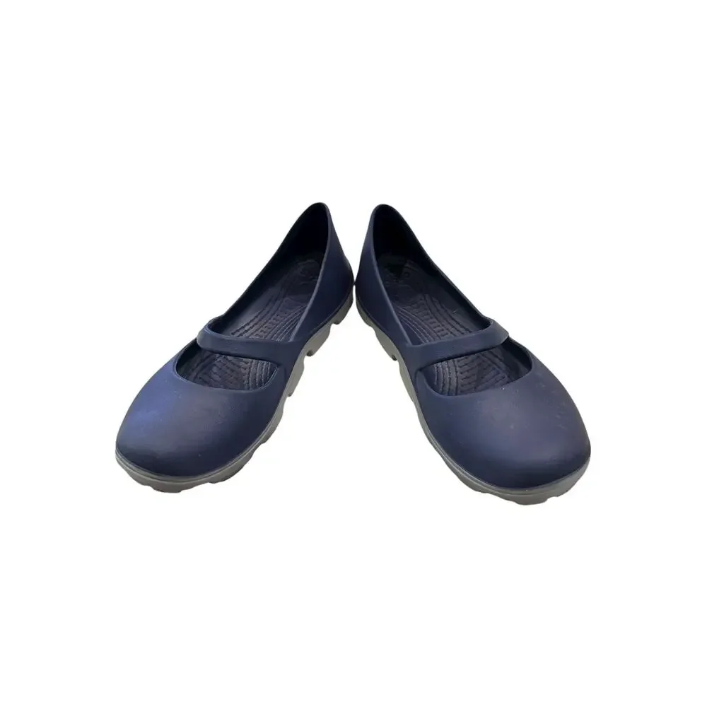 Crocs Women’s Mary Jane Flats Navy Gray Croslite Comfort Size 9